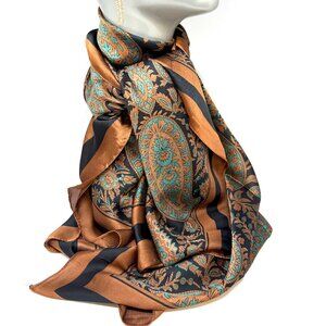 💖😍🎁The Feel Of Silk Turquoise and Mocha Statement Scarf